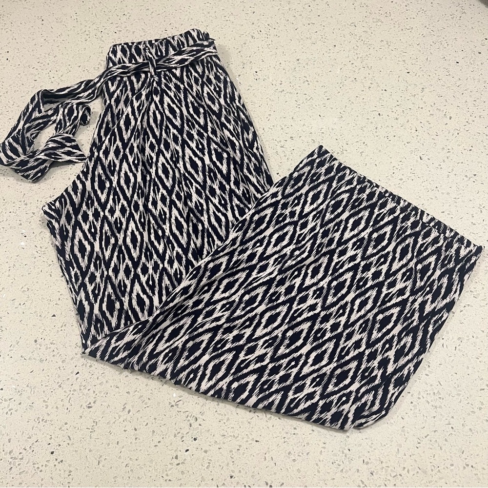 BANANA REPUBLIC Flowy Wide Leg Pants Side Zipper & Belt Women's Size 0